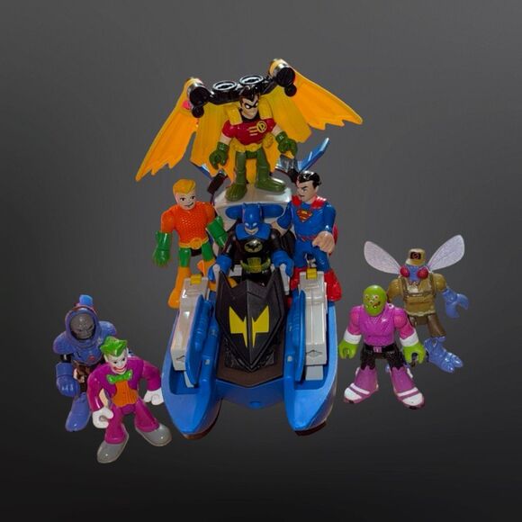 2014 Imaginext DC Batman Bat Boat Airboat Robin BatWings Darkseid Aquaman Figure - Picture 4 of 12